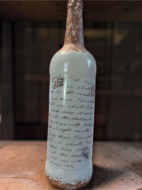 🌸Decorative Cream and Brown Script Bottle Vase - Home Art